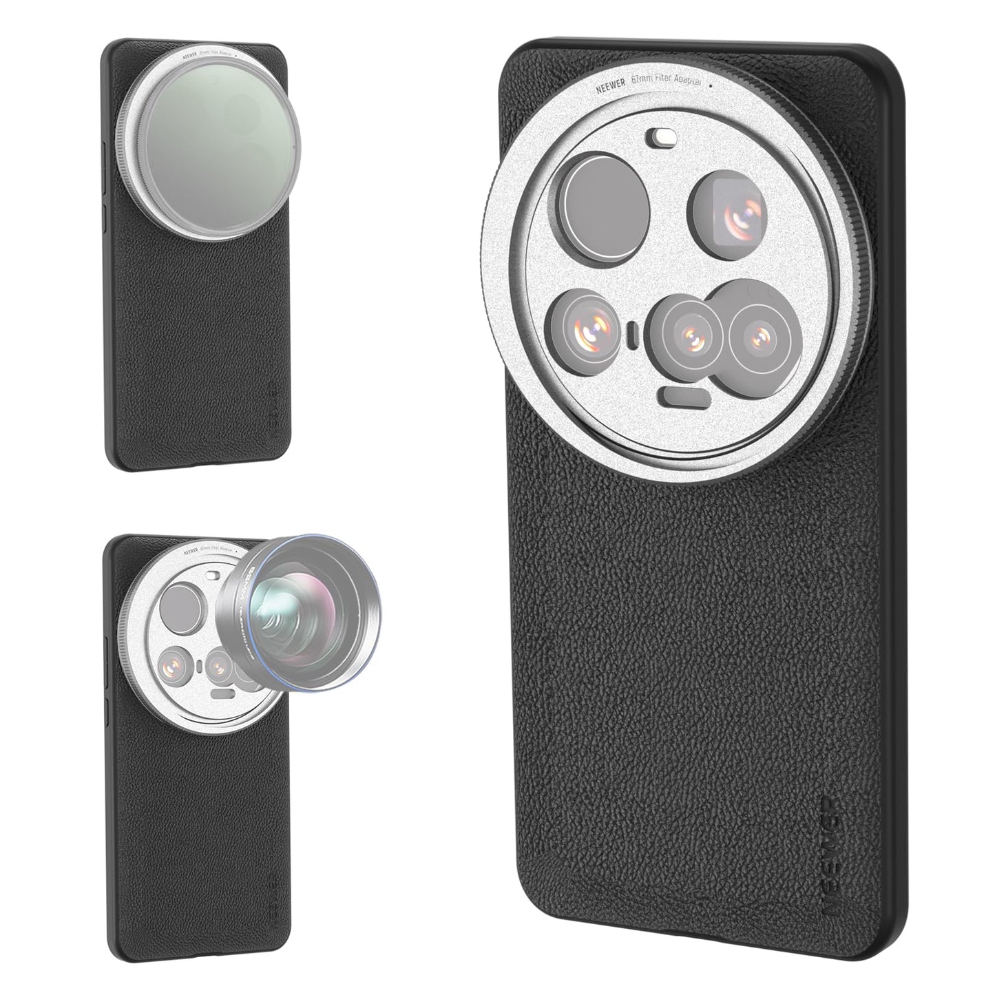 Neewer 15 Ultra Case, Protective Phone Case Compatible With Xiaomi 15 Ultra, Heavy Duty Tpu + Pc Faux Leather With 17Mm Lens Mou