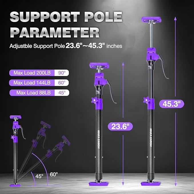 Quality Steel Cabinet Jacks for Installing Cabinets, 3rd Hand Support System 200LB, Adjustable Support Pole Jack 23.6-45.3 in, Perfect for Cabinet Lift Installation Tools, Quick Support Rod, 2-Pack