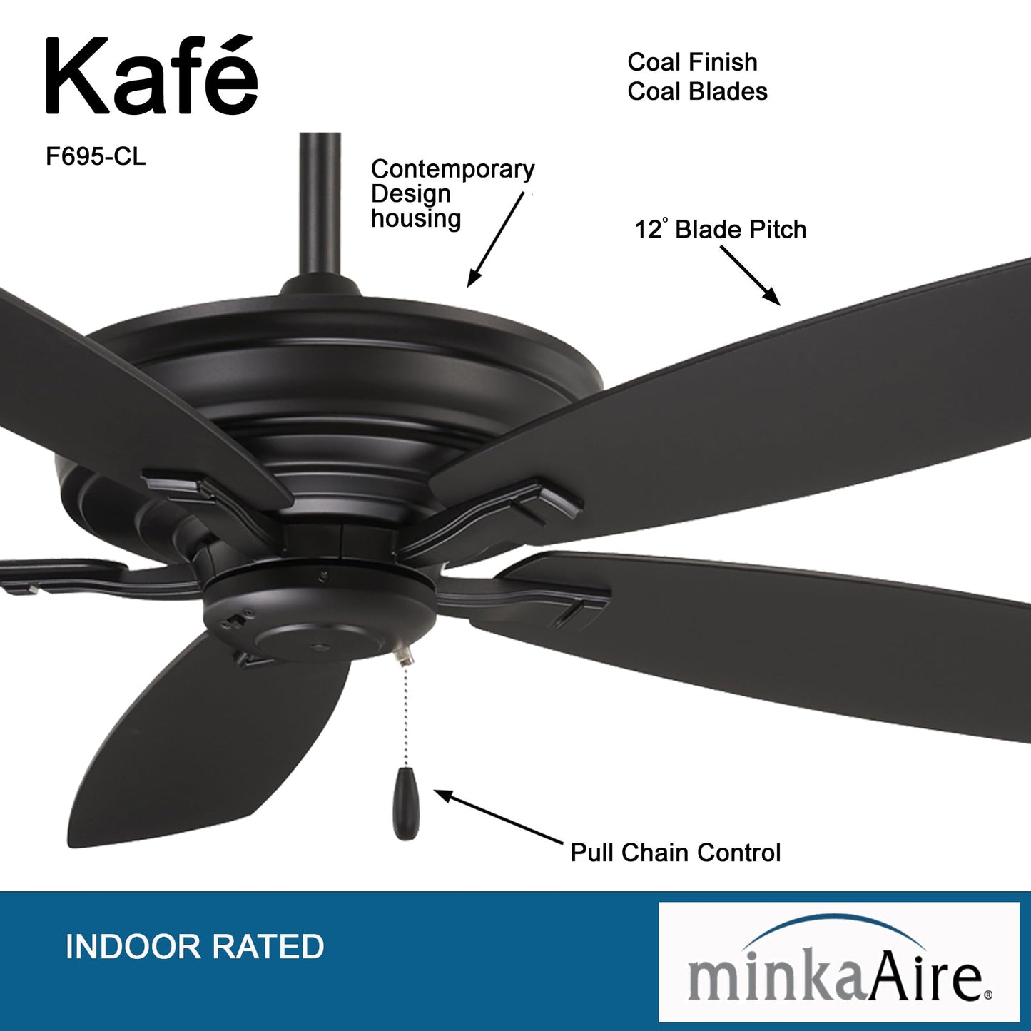 Minka-Aire F695-Cl Kafe 52 Inch Ceiling Fan In Coal Finish