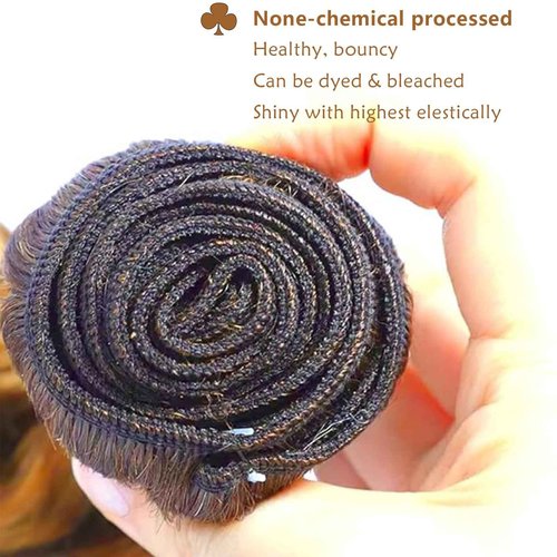 Fabimiya Human Hair Bundles 20 22 24 Inch Light Brown P27/30 Deep Wave Bundles Human Hair 100% Unprocessed Soft Sewn In Hair with Double Weft for Black Women