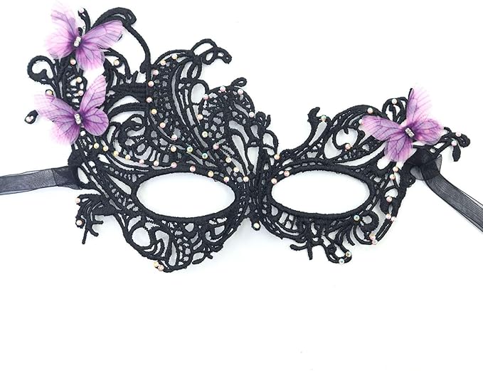 Masquerade Masks for Women with Butterfly Venetian Halloween Lace Mask for Carnival Party Prom Ball
