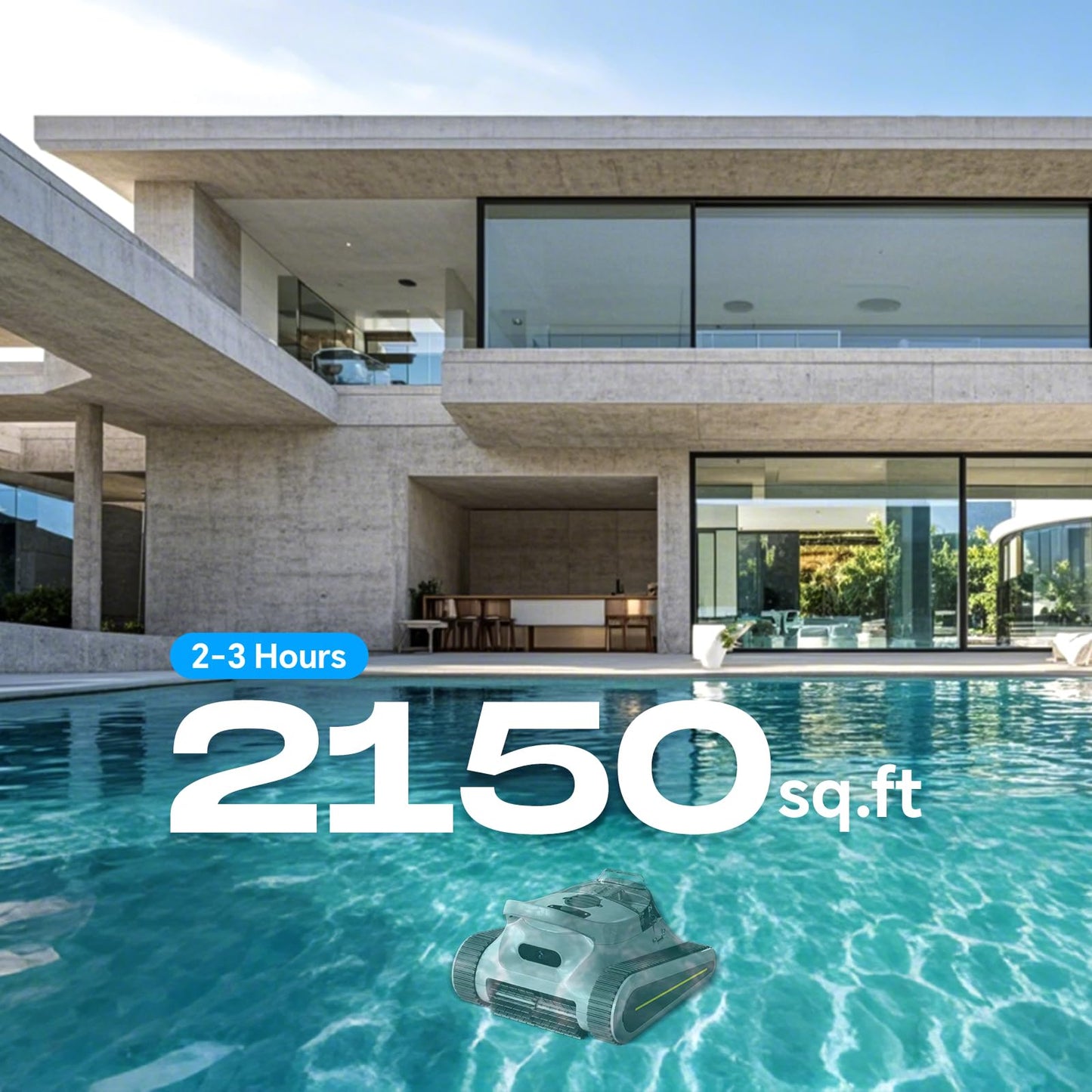 (2026 New) Robotic Pool Cleaner - Pool Vacuum 180W Brushless Motor, 48,000Pa Suction, Wall Climbing, AI-Powered Path Sonar Navigation, 3 Modes Robot for Inground & Above-Ground Pools Up to 2150 Sq. Ft