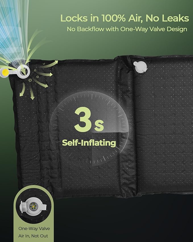 Relispo Self-Inflating Stadium Seat Cushion, Waterproof & Lightweight Inflatable Seat Cushion for Airplane Seat Travel Bleacher Camping, High Density Foam Blow up Sitting Pad for Backpacking