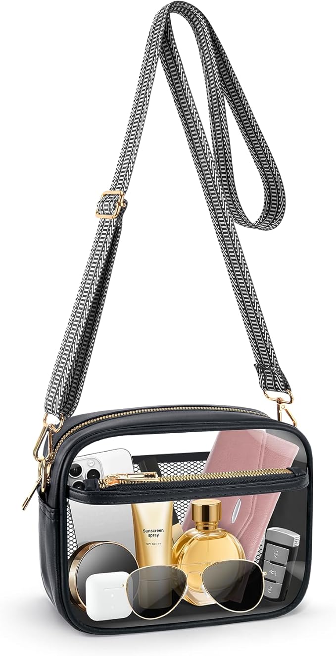 MOMSIV Clear Bag for Stadium Events, Crossbody Transparent Bag for Concerts Sports Events, Purses for Men & Women