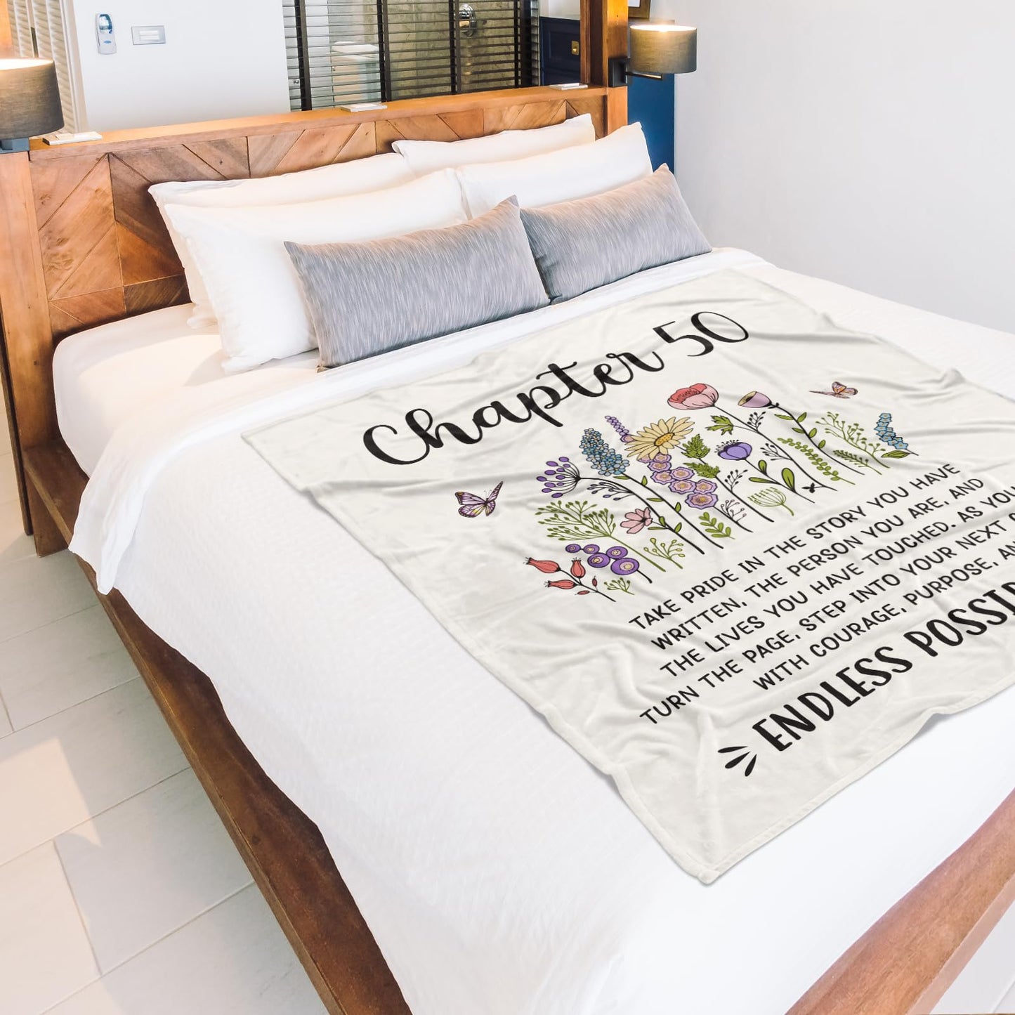 Afterprints 50th Birthday Gifts for Her, Him, Chapter 50 Birthday Blanket, 50 Year Old Bday Gifts for Women Friend, Sister, Mom, 1975, 50th Birthday Decorations, Turning 50 Throw Blankets 50'' x 60''