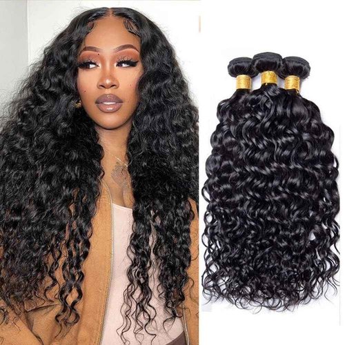 14 16 18 Inch Water Wave Bundles Human Hair 100% Unprocessed Curly Brazilian Virgin Hair Wet And Wavy 3 Bundles Human Hair Natural Black