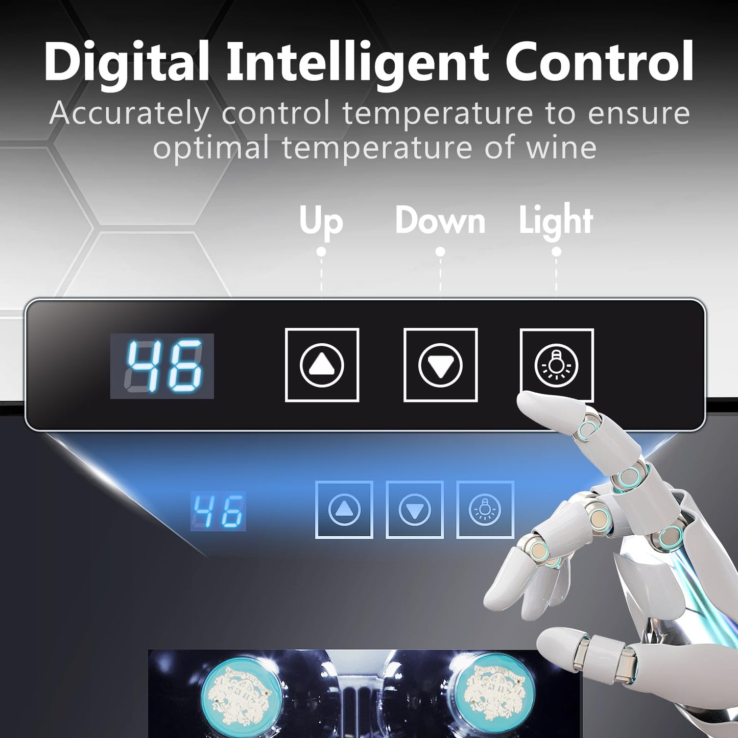 Kalamera Wine Cooler Refrigerator, 6 Bottle Small Wine Fridge,Mini Freestanding Wine Cellars Glass Door for Home, Office,46-66℉ Digital Temperature Control With White Light