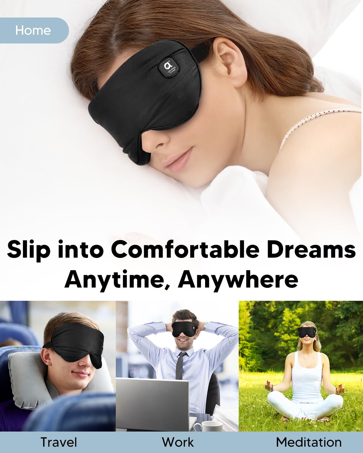 arboleaf Heated Eye Mask for Dry Eyes, Cordless Rechargeable Warm Eye Compress, Temperature Control, Light Blocking, Washable Cover & Travel, 1000mAh Rechargeable Battery