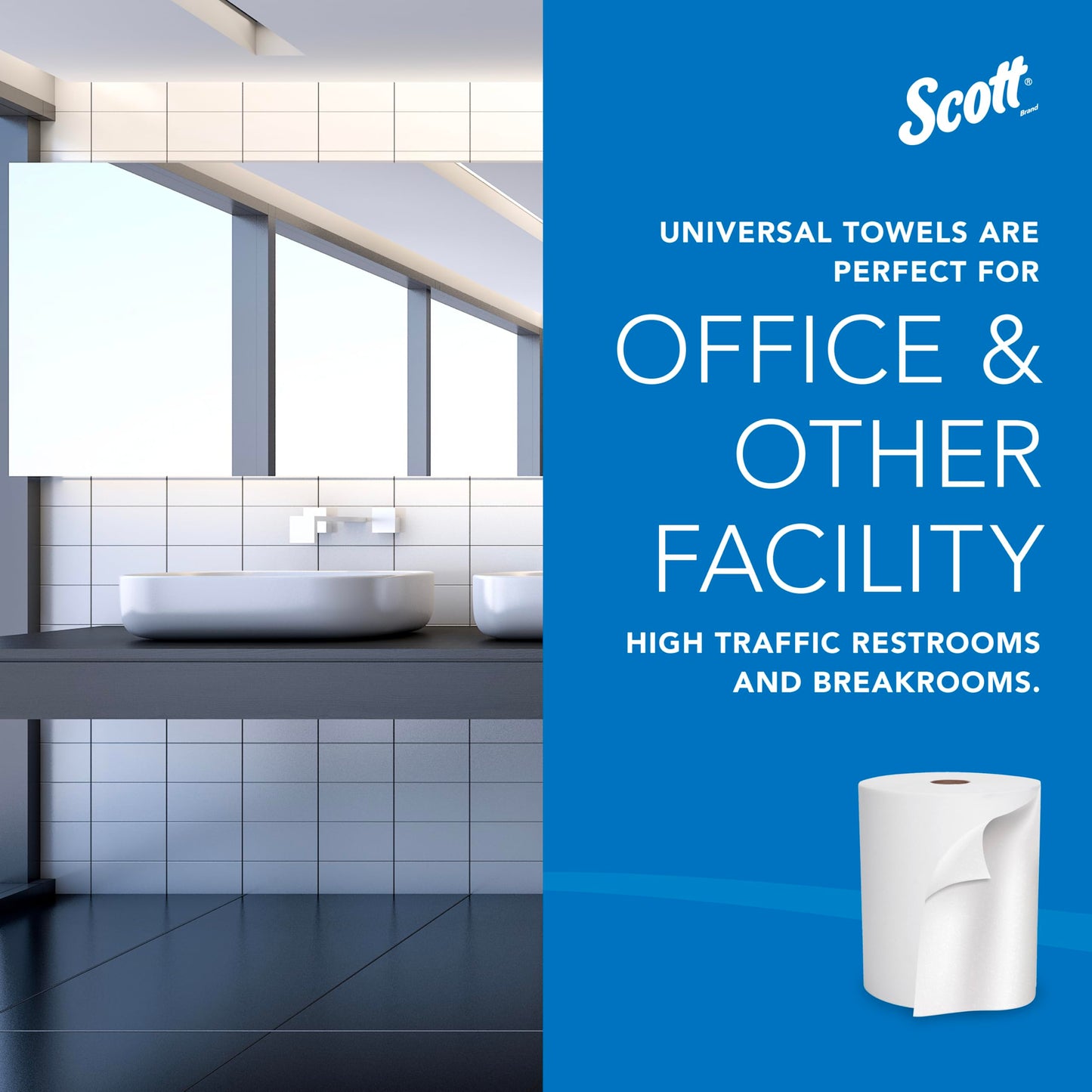 Scott Professional Essential Universal High-Capacity Hard Roll Paper Towels, Bulk (02000), Hardwound 1.75" Core, White, Compact for Easy Storage (6 Rolls at 950' Each, 5,700'/Case)