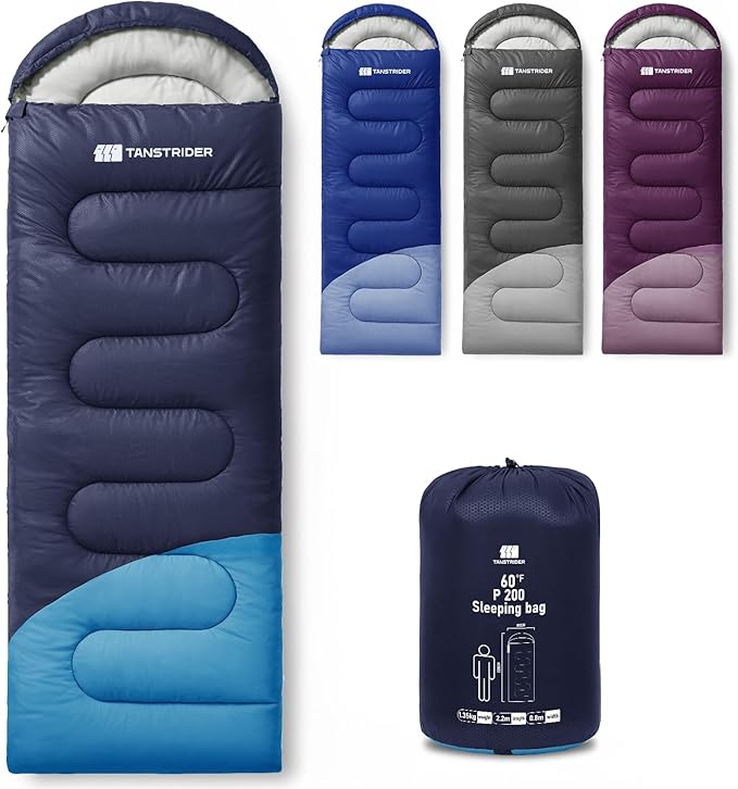 TANSTRIDER Sleeping Bags for Adults Warm Weather,Backpacking Compact Lightweight Camping Sleeping Bag with Compression Sac...
