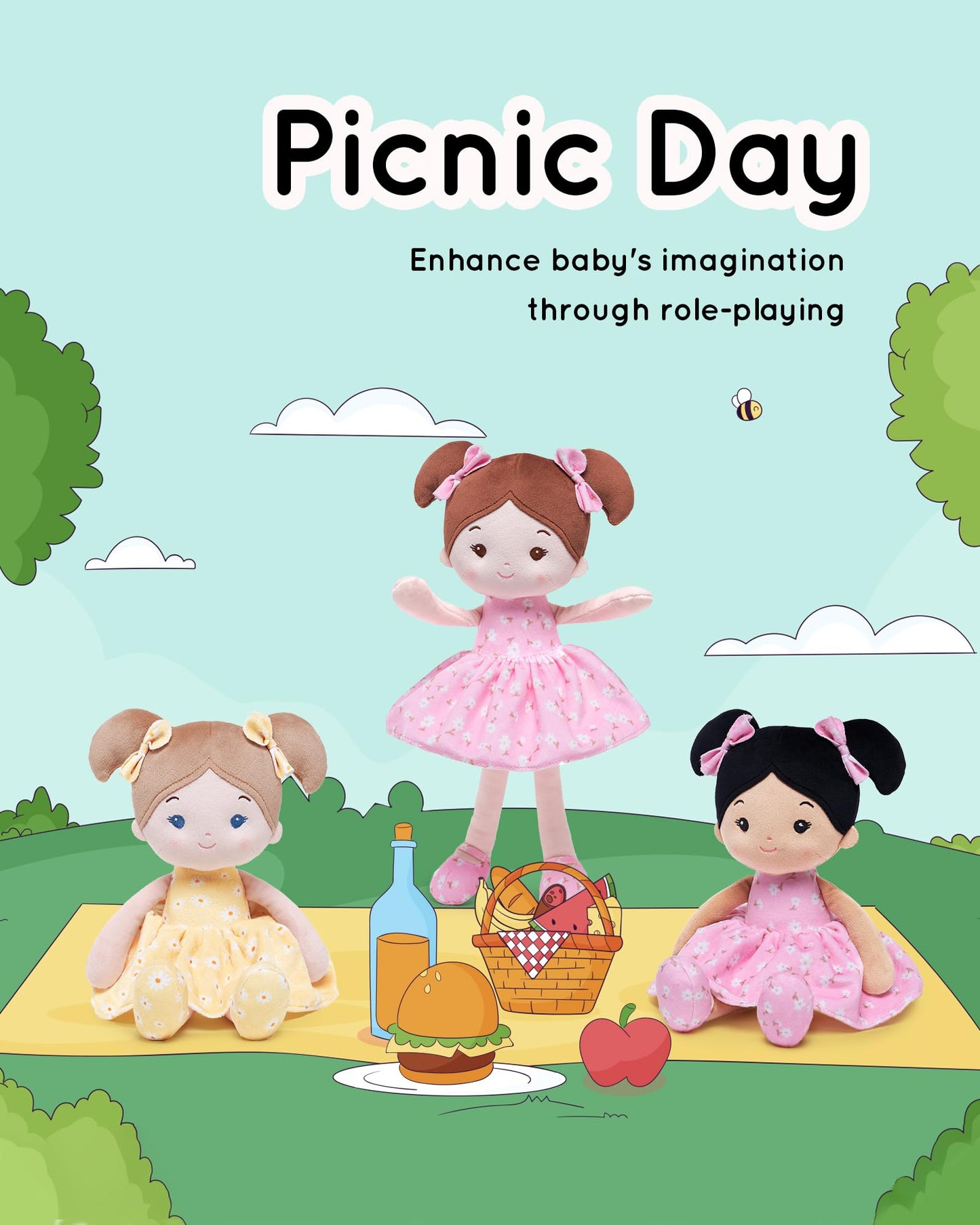 LeyaDoll Soft Baby Doll Toys (12''), My First Baby Rag Doll for 1 Year-Old Girl Birthday Gift, Christmas Plush Toys Gift for Toddler Kids Infants -Daisy Girl
