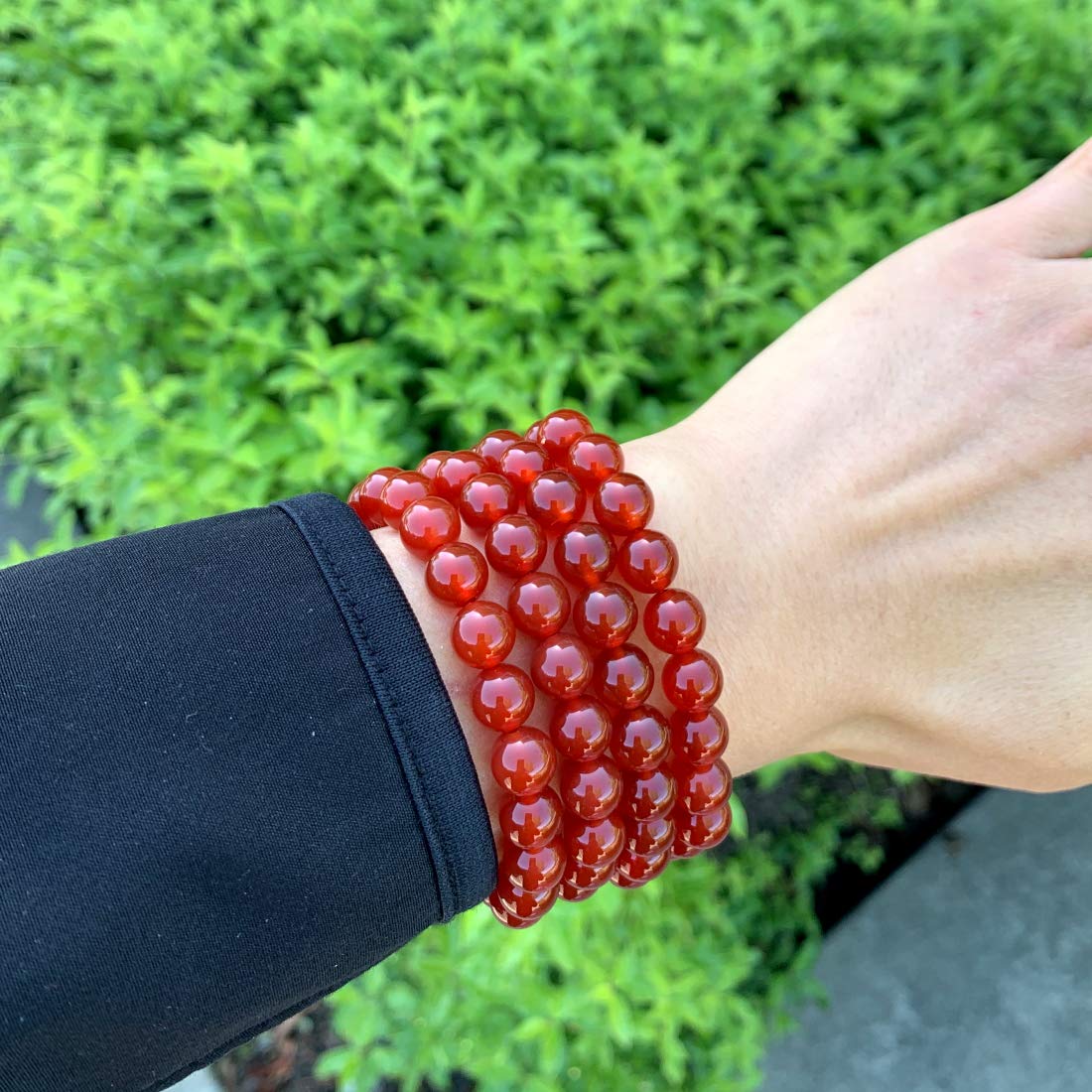 Real Natural Carnelian Red Agate Bracelet 8.5 inch Stretch Red Gemstone Beaded Bracelet Chakra Healing Crystal Stone Jewelry Wom