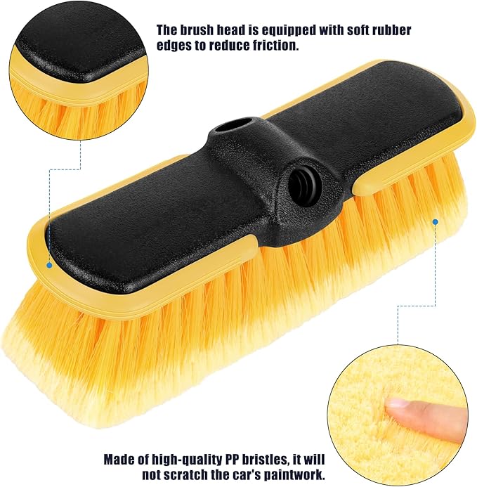 10 Inch Car Wash Brush Head, Scrub Brush Attachment for Long Handle Extension Pole,Outdoor Broom and Scrubbing Brush for Cleaning Window, Wall, House Floor, Deck, Patio, Car