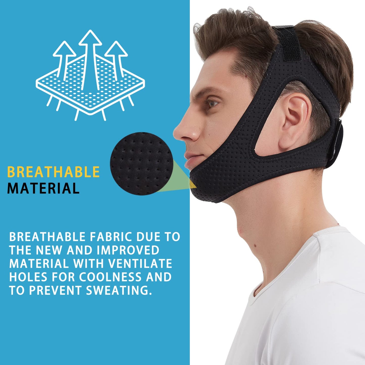 Double Adjustable Chin Strap for CPAP Users - Breathable and Snoring Solution Stop Snoring Chin Strap - Better Sleep Chin Strap for Snoring for Men and Women (Orange)