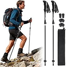 JIEHET Folding Hiking Poles, Lightweight 7075 Aluminum Alloy Mountain Tech Trekking Poles for Men, Collapsible Walking Sti...