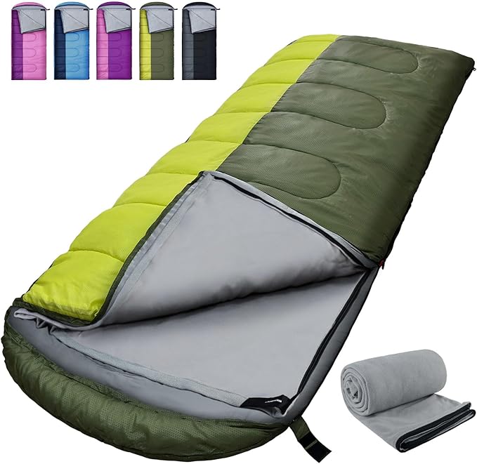 WKFAMOUT XL 10 Degree Sleeping Bags Waterproof for Adults 350GSM Machine Washable with Compression Sack for 3-4 Season Cam...