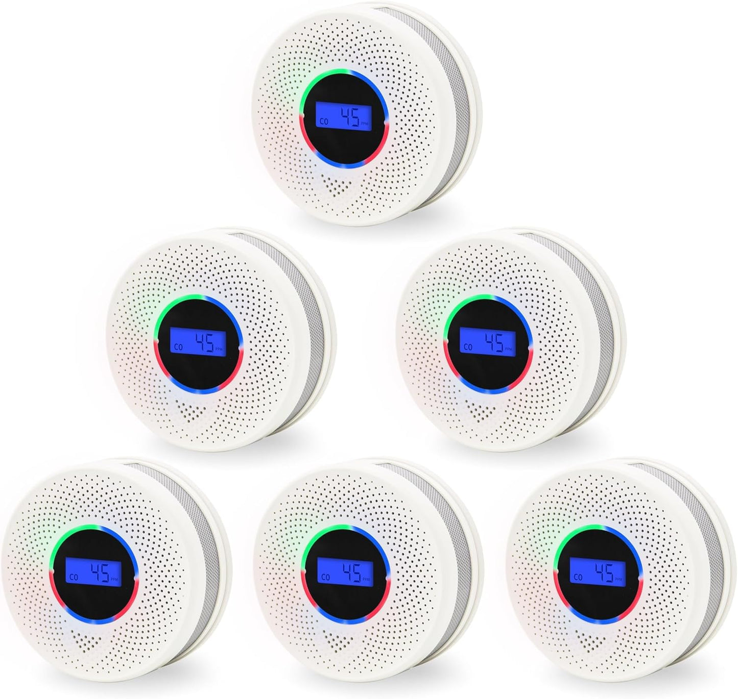 10-Year Battery Smoke and Carbon Monoxide Detector, 2-in-1 Smoke CO Alarm with Digital Display, Reliable Fire and CO Alarm for Home, Bedroom, Kitchen (6 Pack)