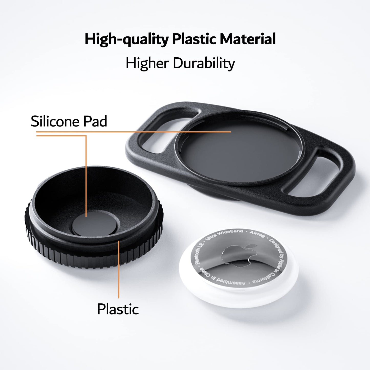 Pzoz Waterproof Case Dog Collar Holder (2 Pack) For Apple Airtag, Plastic & Silicone Pet Collar Case Anti-Lost Air Tag Cover Hol