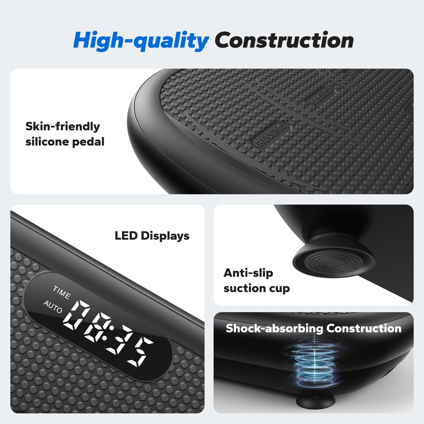MERACH Vibration Plate Exercise Machine, Vibration Plate 440 Lbs Capacity, Bluetooth and Silicone Pedal, Stimulate Deep Fat, Vibration Plate for Lymphatic Drainage, Vibrating for Weight Loss (Black)