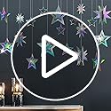 Cheerland Iridescent Star Garland Decorations Holographic Hanging Star Party Decoration Galaxy Birthday Decor Ramadan Eid ...