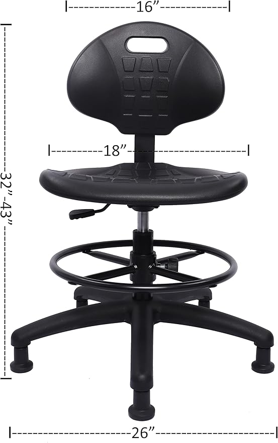 TAKE UR SEAT® Polyurethane Drafting Lab Stool Chair, 18" Adjustable Footring, 8" Adjustable Height, 450 lbs seat Capacity, Heavy Duty, Shipped Within 24 Hours Med. Bench Height (Glide)