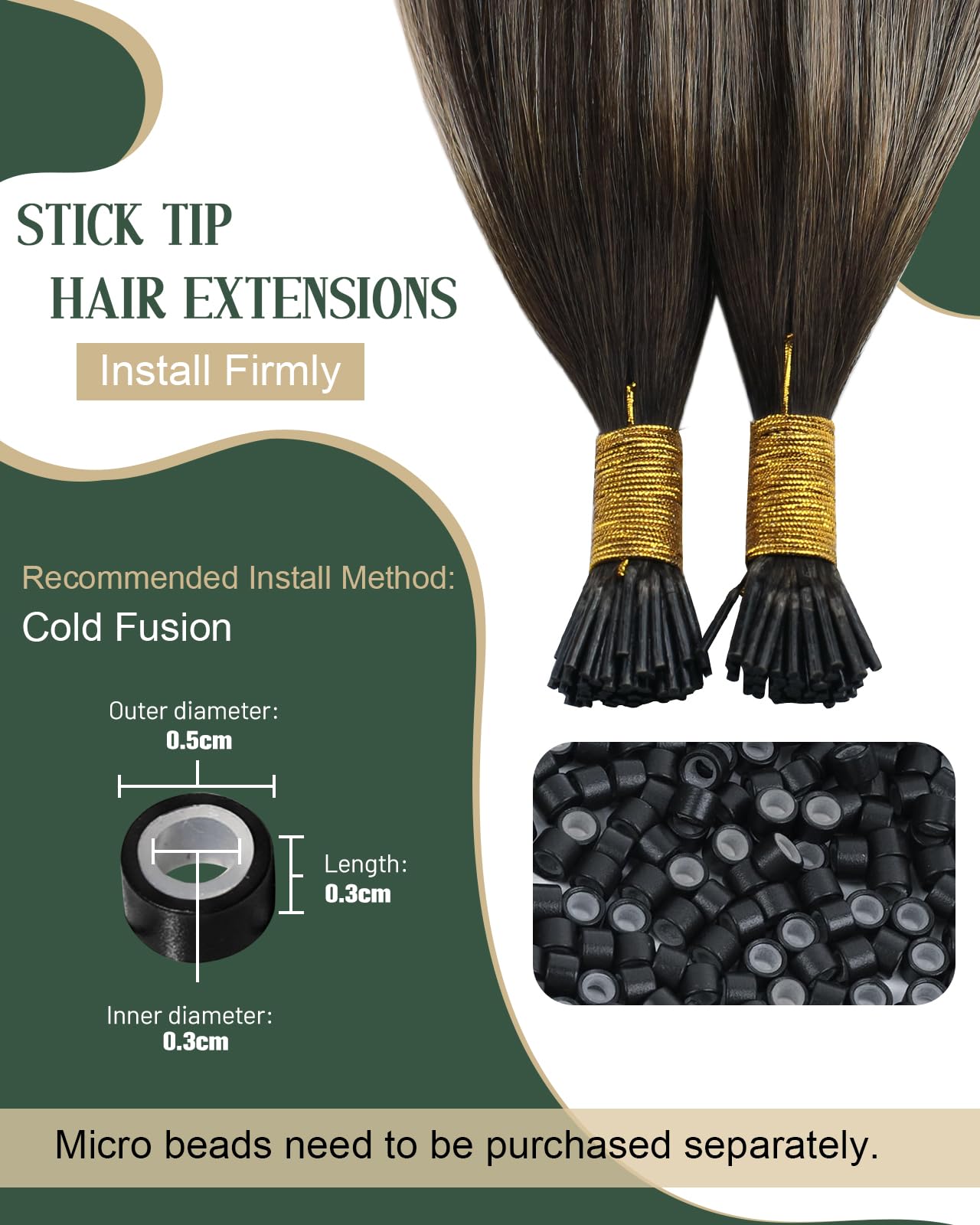 Ugeat Ash Brown Itip Human Hair Extensions Balayage Dark Brown I Tip Hair Extensions Real Human Hair Itips Ombre Non-Damage No G