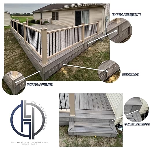 Saddle Select 12-Inch Composite Deck Corner Fascia Trim - HG Thermaform, Made for Trex Decks, OEM Materials, Easy Installation, Sold Individually