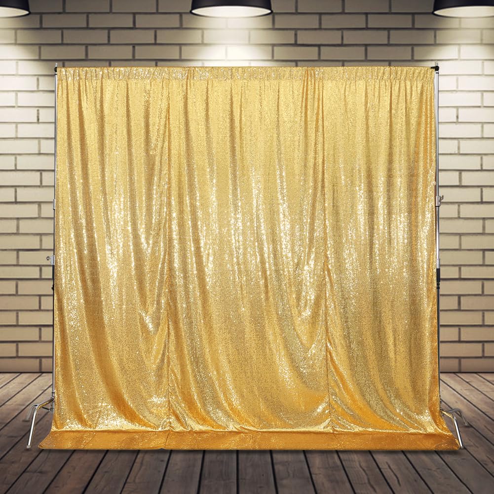 SquarePie Sequin Backdrop Curtain Not See Through Background for Wedding Party 6FT x 6FT Gold