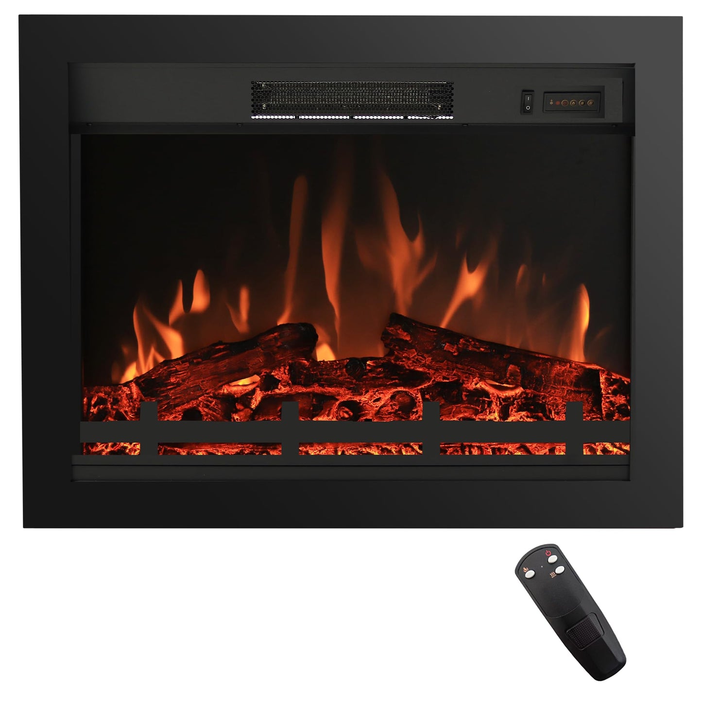 Rodalflame 25.3" Back Width Electric Fireplace Insert with 4 Flames Brightness & 750/1500W, Overheat Protection, No Glass Design