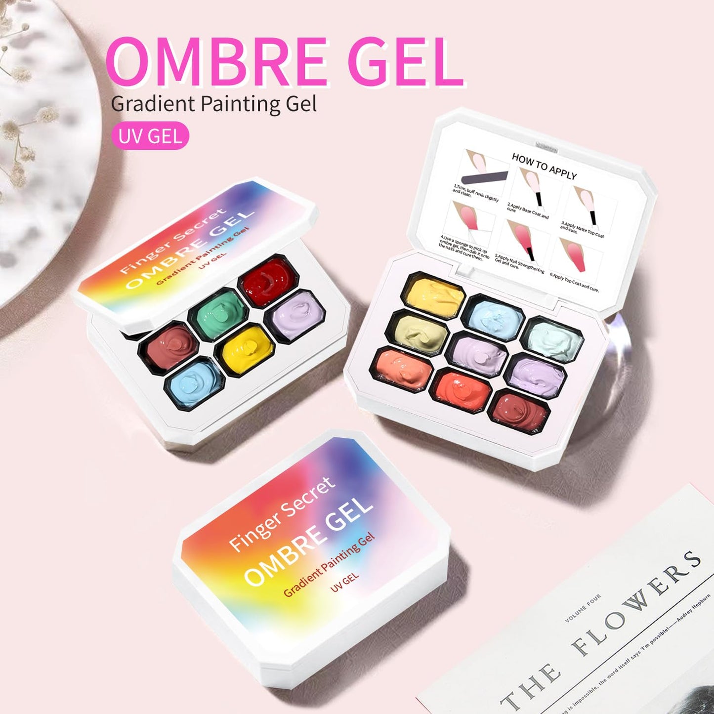 Ombre Gel Nail Polish with Metal Grabber,100pcs Nail Sponges for Nail Gradient painting gel ombre & pat paint for nails Multistyle French Manicure Nail Art