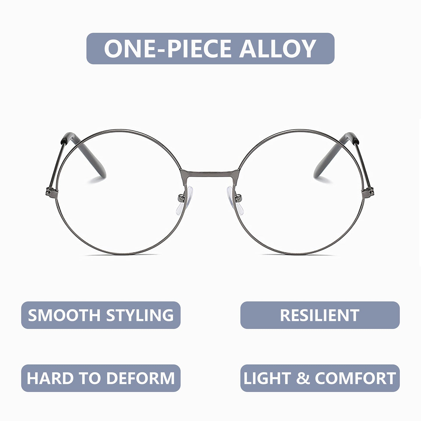 SOHUPAC Classic Round Glasses Retro Circle Eyeglasses Clear Lens Metal Frame Accessories Non-Prescription For Men Women (Black)