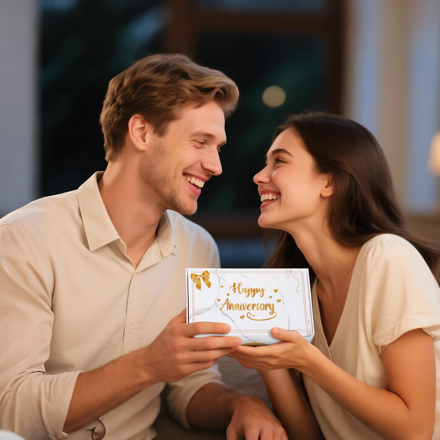 EcoUtens 1 Year Anniversary Romantic Gifts Set – 2 Pairs of Penguin Couple Socks with 1st Anniversary Card & Gift Box for Couples, Him, Her, Husband, Wife, 1 Year Wedding Anniversary