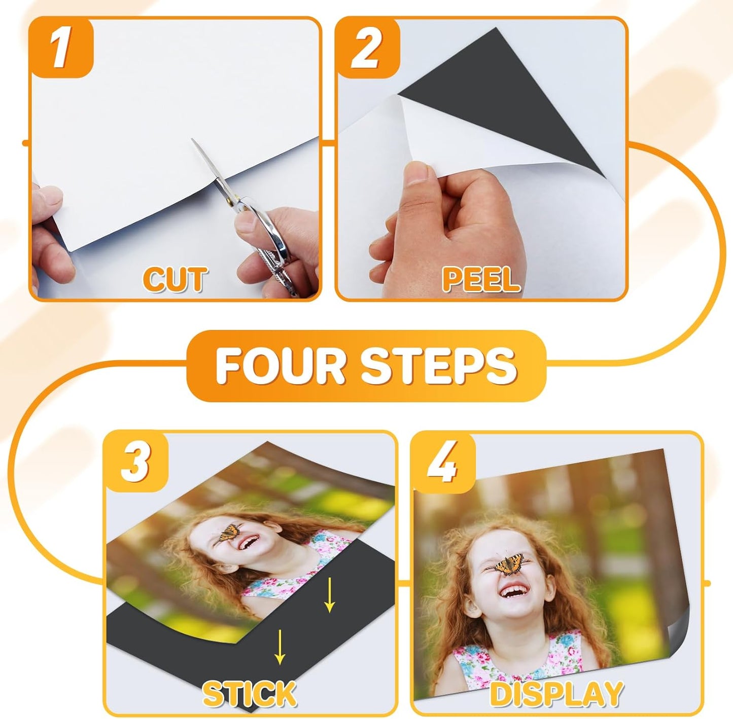 FINDMAG Magnetic Adhesive Sheets, 6 Pack Each 5" x 7" Flexible Magnet Strips with Self Adhesive Backing, Cut and Customize Sheets Magnet for Picture, Photo, Craft, DIY and Stickers