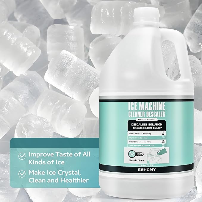EUHOMY Max 33 Uses Ice Machine Cleaner Descaler (1 Gallon / 3.75L), 128 Fl OZ Ice Maker Cleaner, Ideal Universal Descaling Solution for All Brands Ice Maker, Single Use Coffee and Espresso Machines