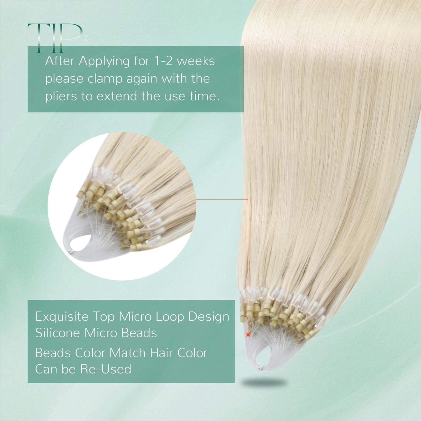 Easyouth Micro Extensions Human Hair Blonde Micro beads Hair Extensions White Blonde 20 Inch 50g 50s Micro Link Hair Extension H