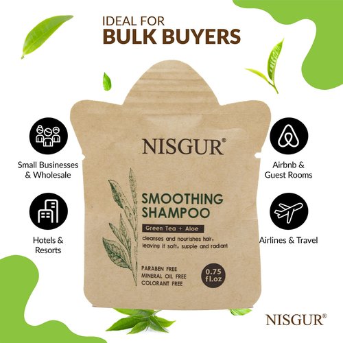 NISGUR Bulk Shampoo 0.75 oz 200 Pack Non Plastic Travel Size Shampoo Paper Pouch
