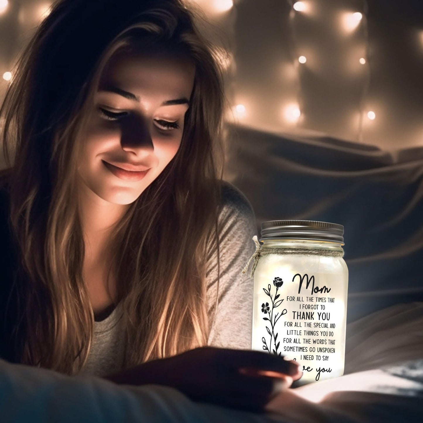 Macorner Mason Jar Night Light for Mothers Day Gifts from Daughter, Son - Birthday Gifts for Mom - Sentimental Best Mom Gift