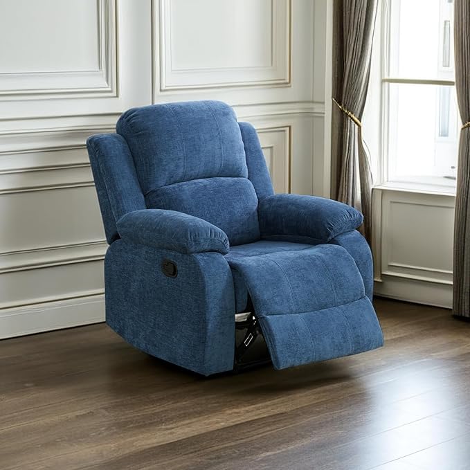 A Ainehome Living Room Furniture Set Leather Recliner Sofa Set Loveseat Chair Furniture Sofa Set for Living Room/Small Space/Rv/House/Office/Theater Seating (A-Blue Microfiber, Chair)