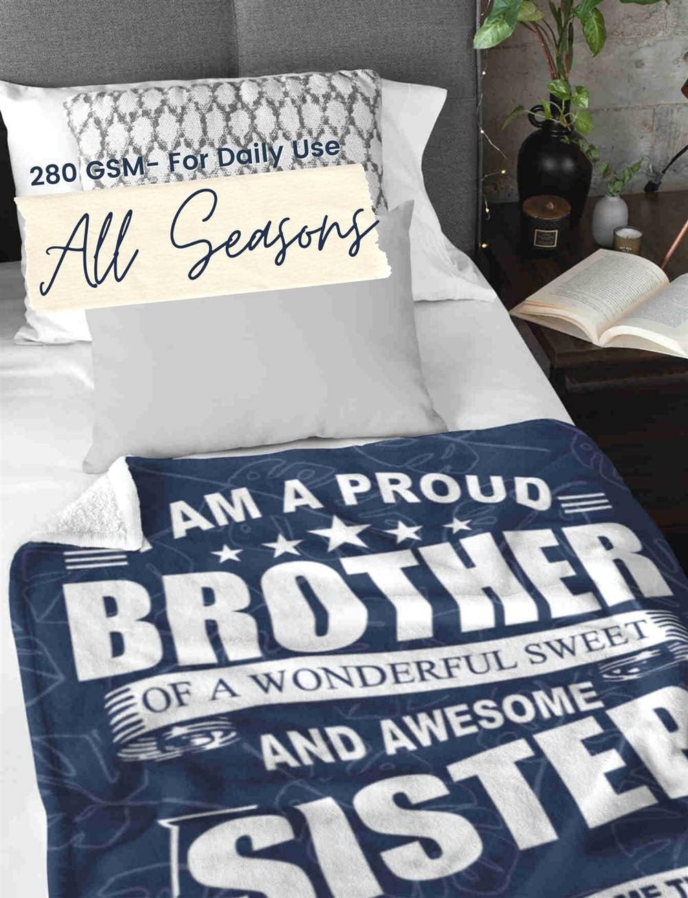 InnoBeta Gifts for Brother Adult from Sister, Bed Flannel Blankets Throws for Brothers for Birthday, Christmas (50"x 65") - Awesome Sister
