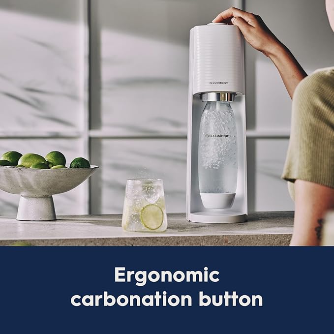 SodaStream - Terra Sparkling Water Maker | VALUE BUNDLE | CQC CO2 system | Includes 2x CO2 Cylinders, 3x 32 Fl Oz Dishwasher Safe Bottles, 2x Bubly Flavor Drops | Combine with Pepsi Flavors | White