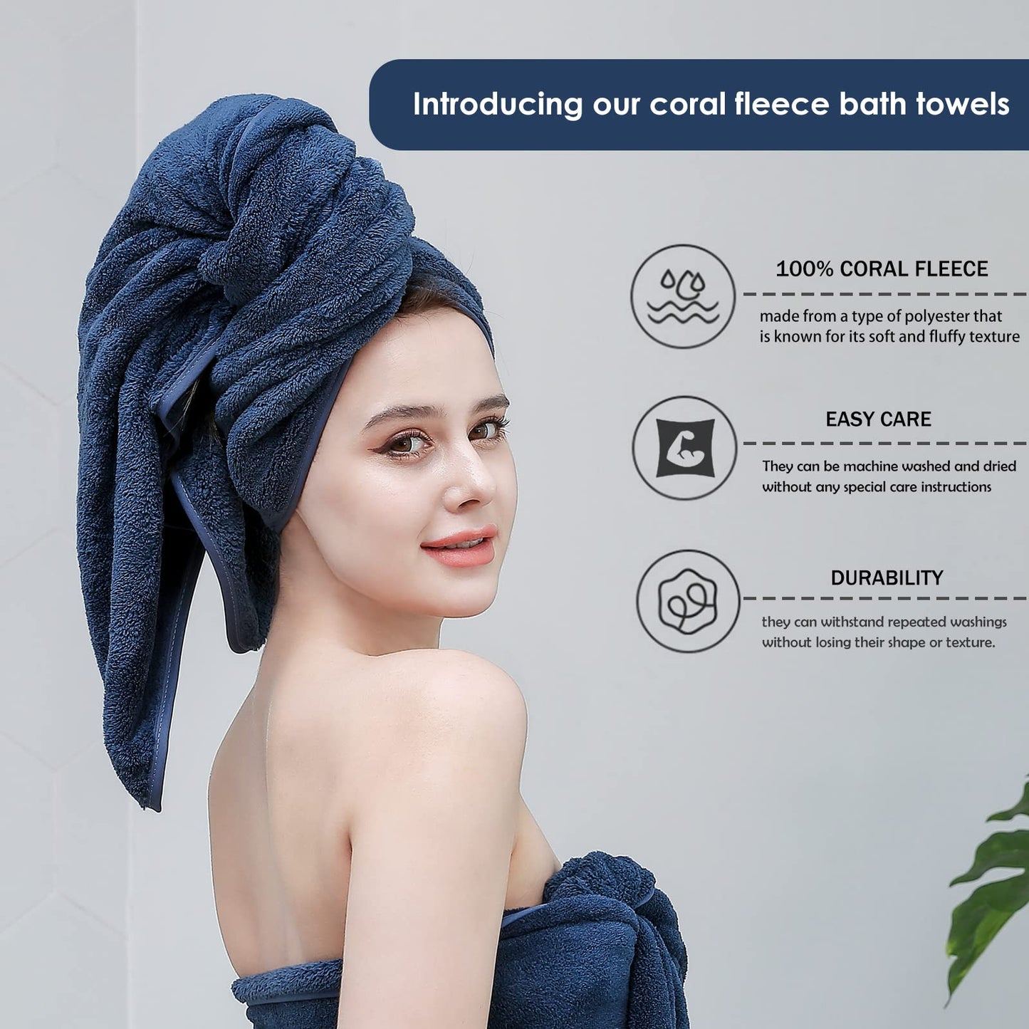 GraceAier Ultra Soft Bath Towels 4 Pack (28" x 56") - Quick Drying - - Microfiber Coral Velvet Highly Absorbent Towel for Bath Fitness, Bathroom, Sports, Yoga, Travel