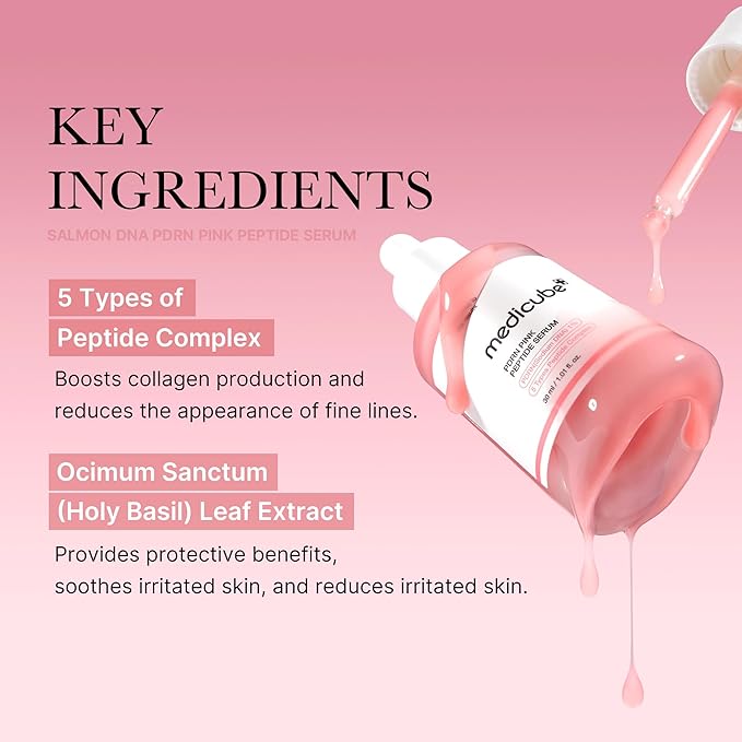 medicube PDRN Cleansing & Care Set: Salmon DNA PDRN Pink Peptide Serum and Pink Marshmallow Whip Cleanser