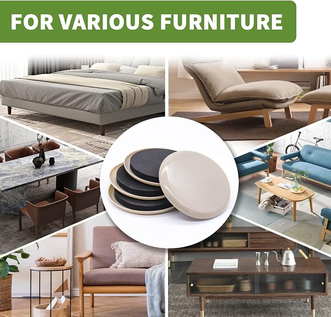COVERCORNER Furniture Sliders for Hardwood Floors, Furniture Sliders for Carpeted Floors, 16 PCS 3 1/2 inch Combo Pack, Sliders for Moving Furniture, Furniture Movers Sliders