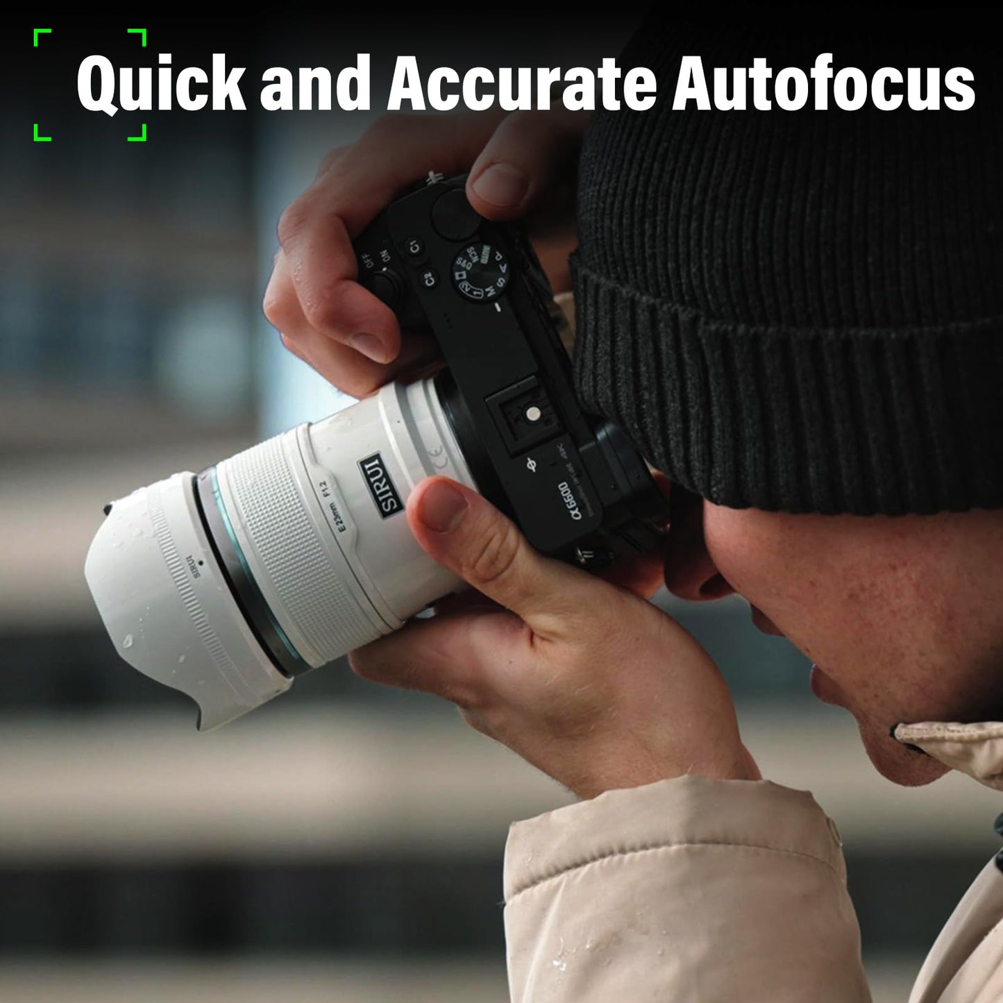 SIRUI Sniper 33mm Autofocus Lens, F1.2 Wide Angle APS-C Camera Lens for A5, A6, FX30, ZV-E10 (E Mount, White)