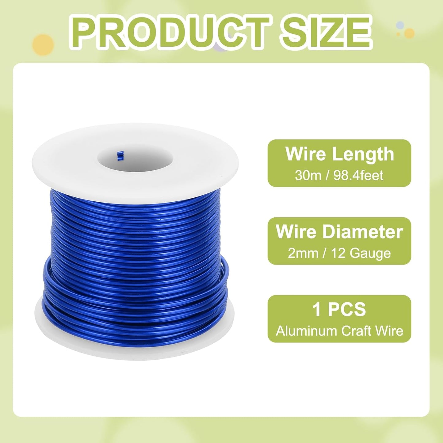 MECCANIXITY 12 Gauge Anodized Aluminum Craft Wire Bendable Bonsai Training Wire 98 Feet 2mm for Sculpting Crafts Wreath Floral Beading Jewelry Making, Dark Blue
