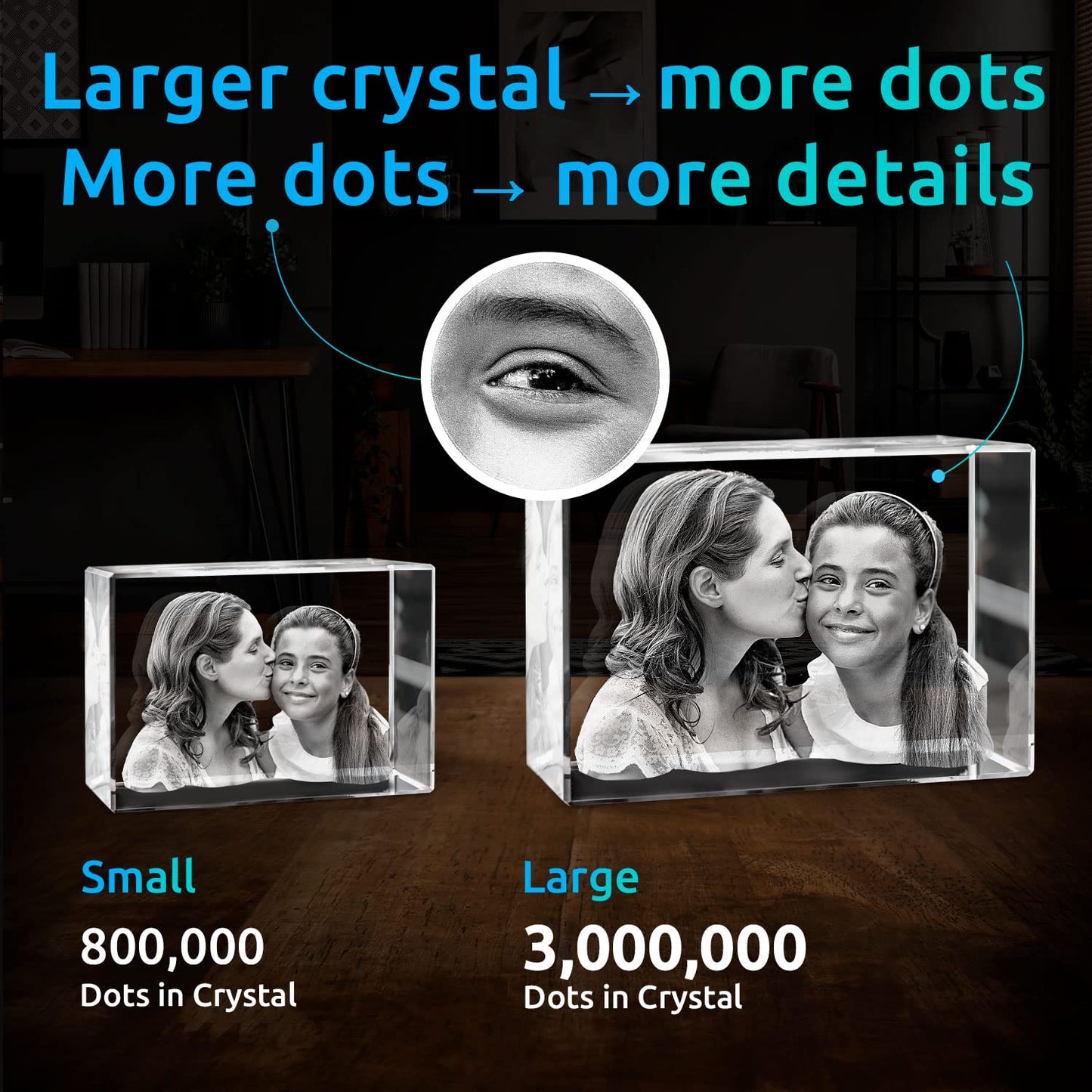 ArtPix 3D Crystal Photo, Personalized Gifts for Women, Wife, Her, Him, Men, Husband, Grandma, Great Customized Gift With Your Own Photo, Custom Glass 3D Laser Etched Picture Wedding