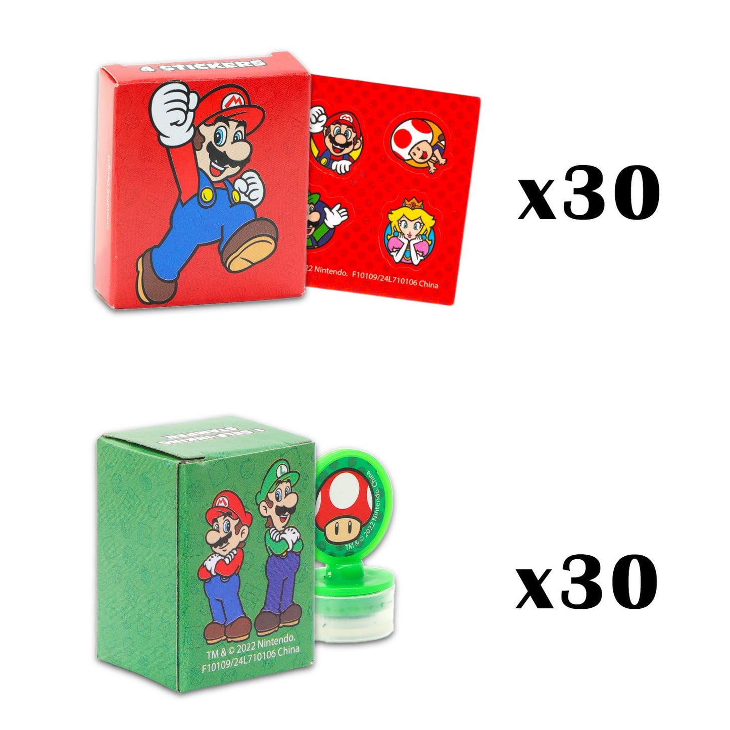 Super Mario Party Favors Bulk Set ~ Bundle with 60 Pieces Mario Favor Boxes with Stickers and Stampers for Kids Birthday Party | Mario Classroom Prize Boxes