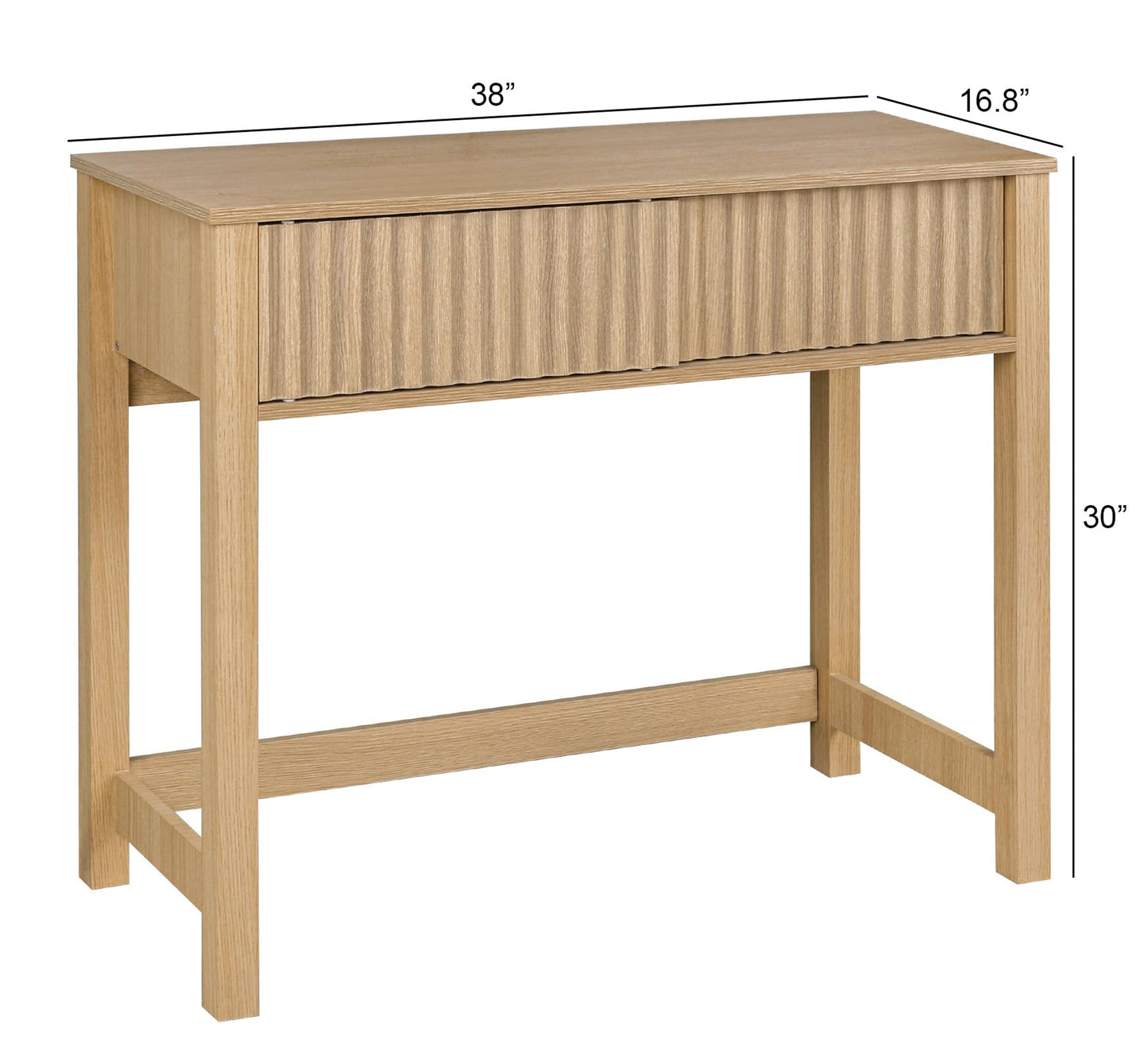 ZYBT 38 in Computer Writing Desk with Fluted Drawers, Small Modern Home Office Desk Wood Makeup Vanity Table Console Study Writing Table with Storage for Work Study