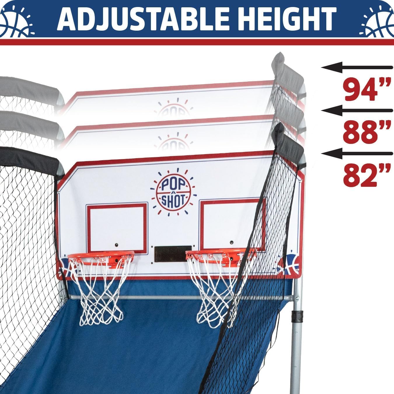 Pop-A-Shot - Home Dual Shot with Philadelphia 76ers NBA Graphics l Sensor Scoring l 16 Game Modes l 7 Balls l Foldable Storage l for All NBA Fans