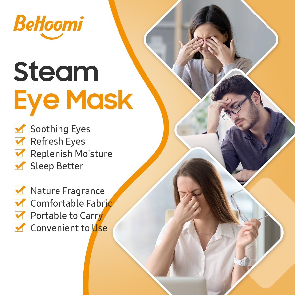 Steam Eye Mask, 20 Packs Heated Eye Mask Warm Compress for Eyes, Disposable Self Heating Eye Mask for Sleep, Spa, Travel Essentials & Relaxation Gifts for Women, Men (Sweet Orange)